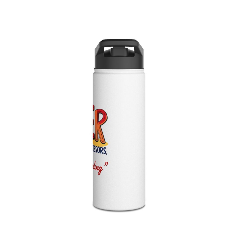 Rock, Paper, Scissors, Nothing Beats Reading - Stainless Steel Water Bottle - Image 6
