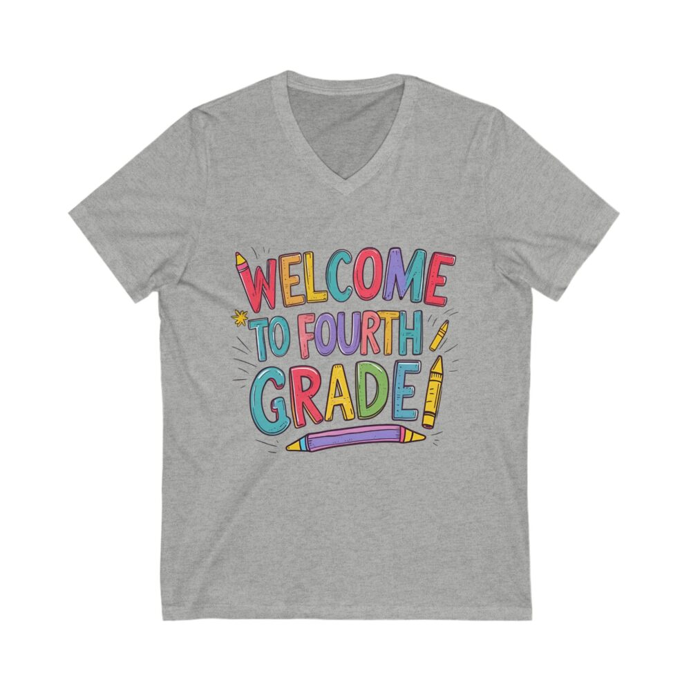 Welcome to Fourth Grade - Unisex V-Neck Tee - Image 9