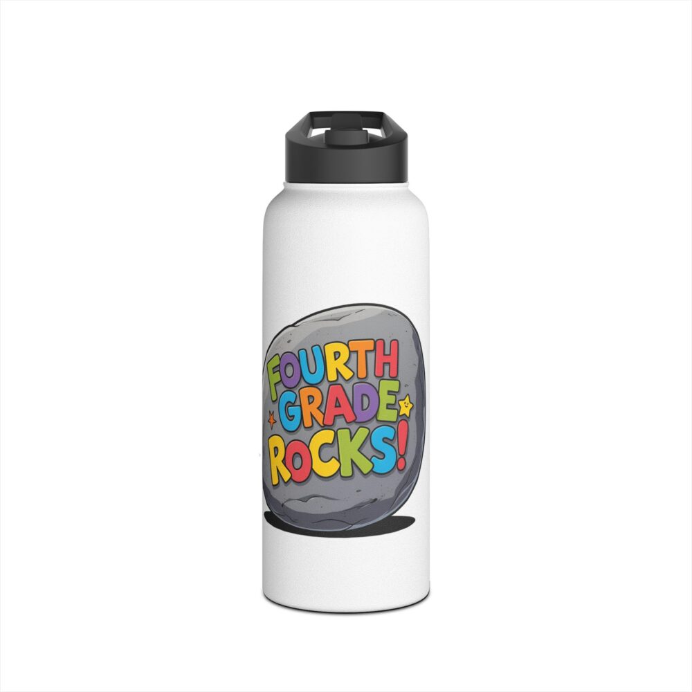 Fourth Grade Rocks (white) - Stainless Steel Water Bottle - Image 9