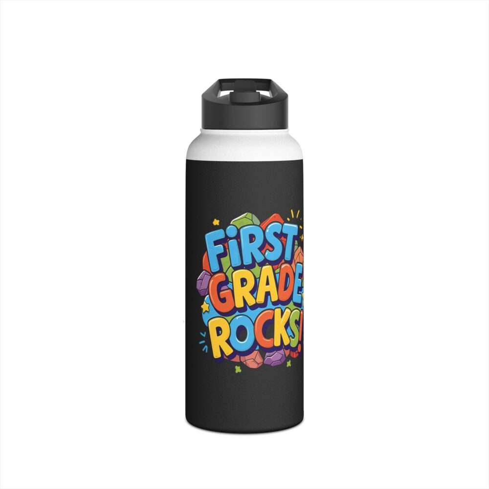 First Grade Rocks (black) - Stainless Steel Water Bottle - Image 9