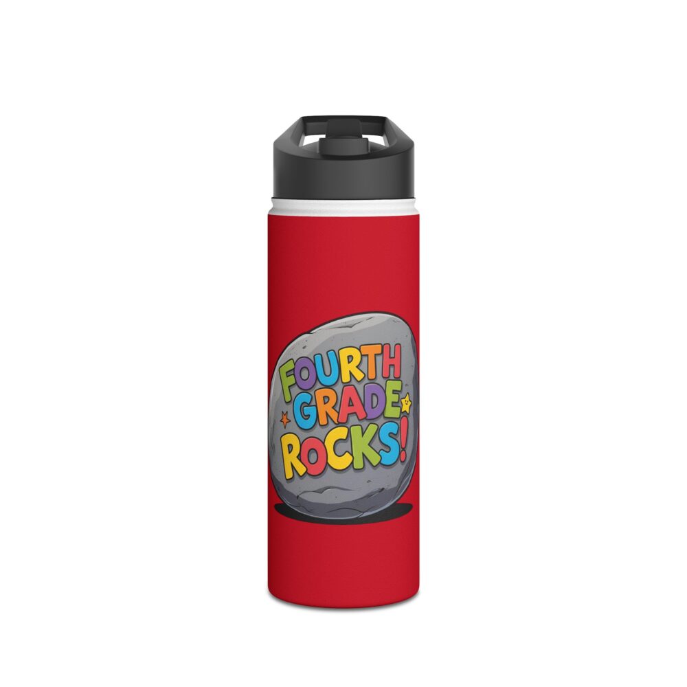 Fourth Grade Rocks (red) - Stainless Steel Water Bottle - Image 5