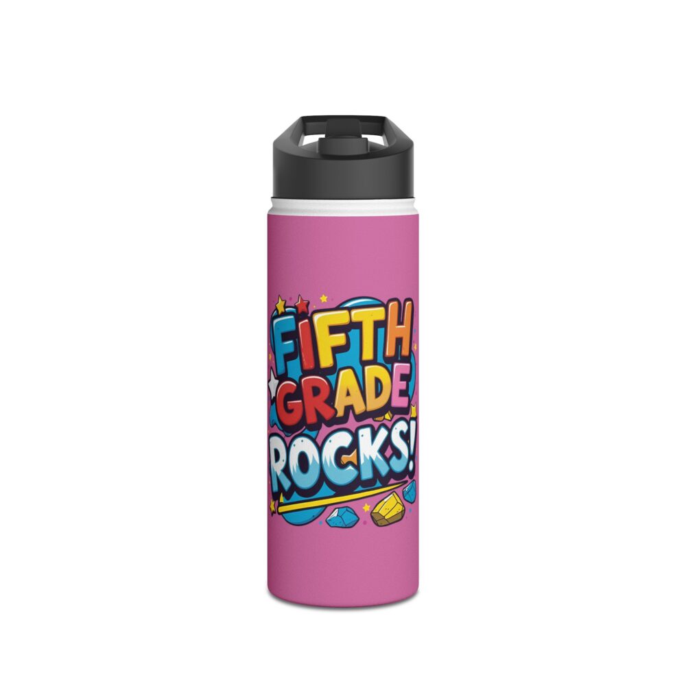 Fifth Grade Rocks (pink) - Stainless Steel Water Bottle - Image 5
