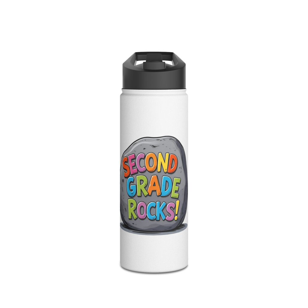 Second Grade Rocks (white) - Stainless Steel Water Bottle - Image 5