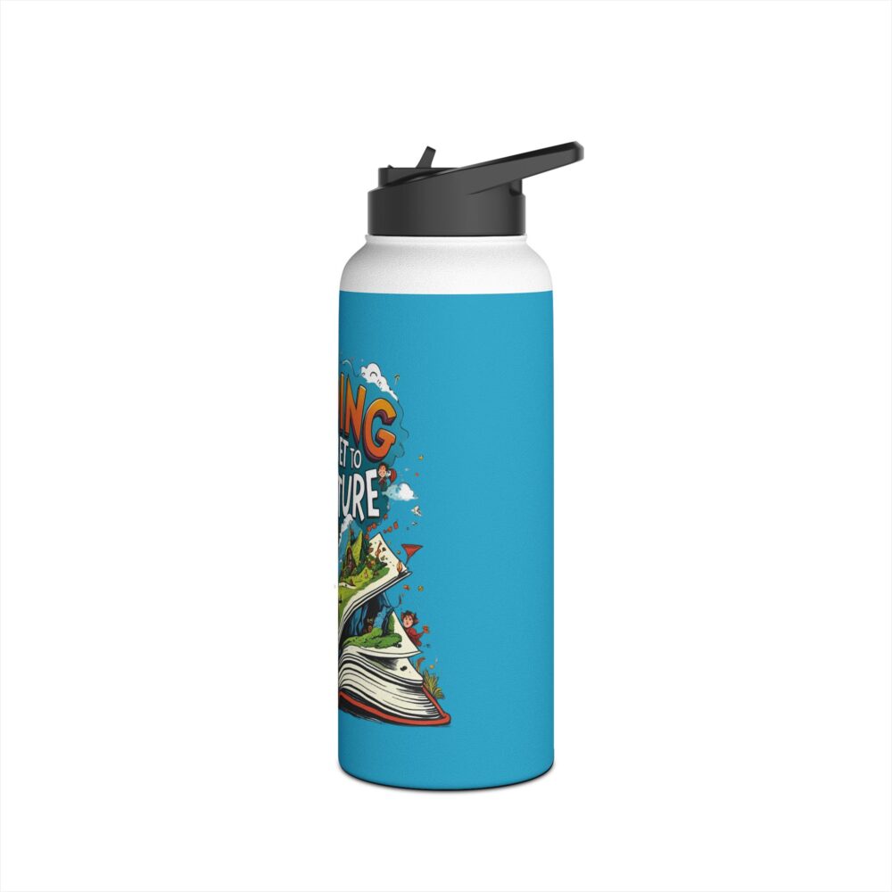 Reading is a Ticket to Adventure (turquoise) - Stainless Steel Water Bottle - Image 12