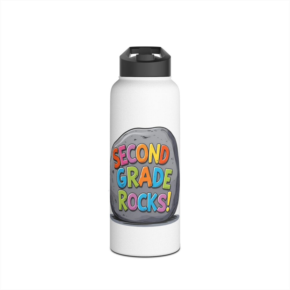 Second Grade Rocks (white) - Stainless Steel Water Bottle - Image 9