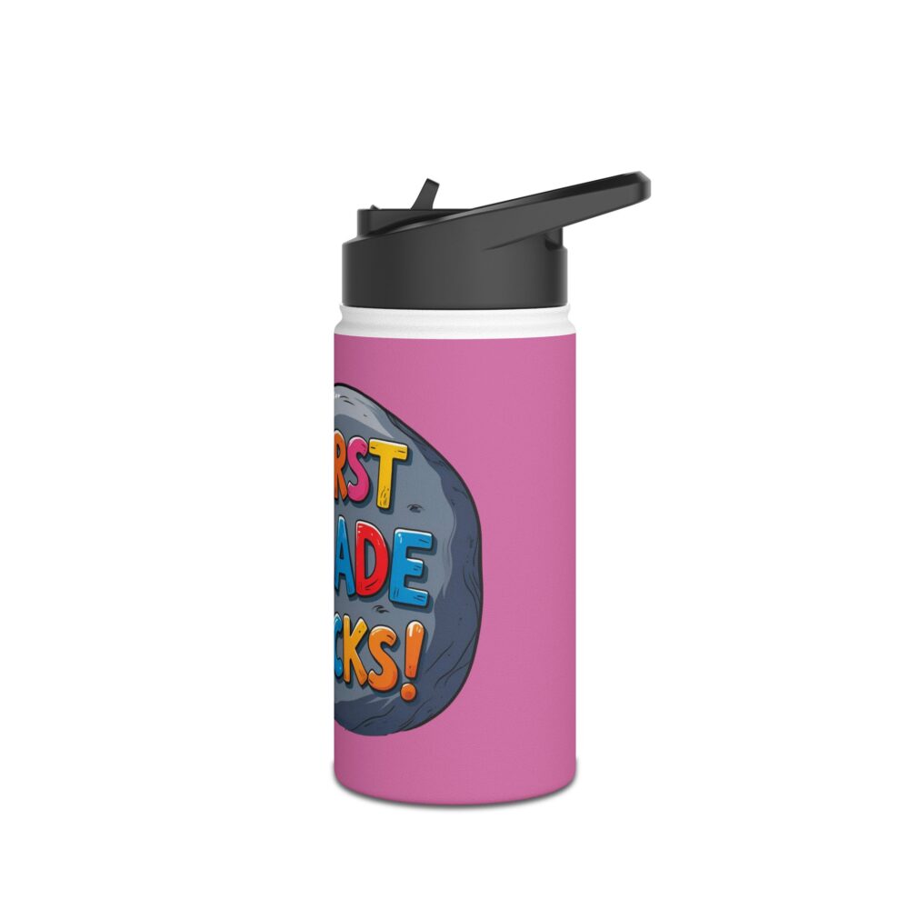 First Grade Rocks (pink) - Stainless Steel Water Bottle - Image 4