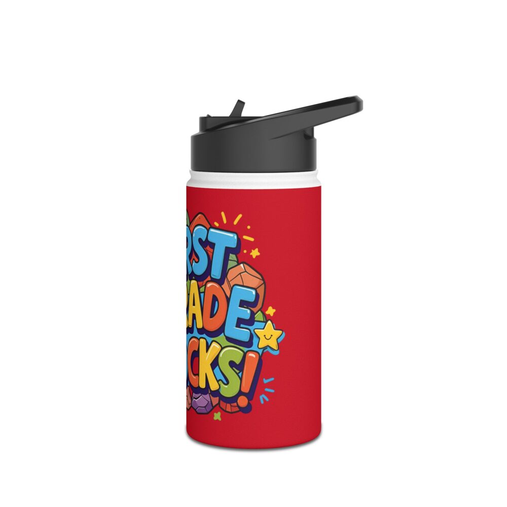 First Grade Rocks (red) - Stainless Steel Water Bottle - Image 4