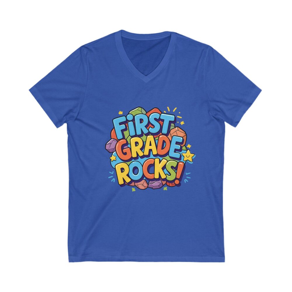 First Grade Rocks - Unisex V-Neck Tee - Image 11
