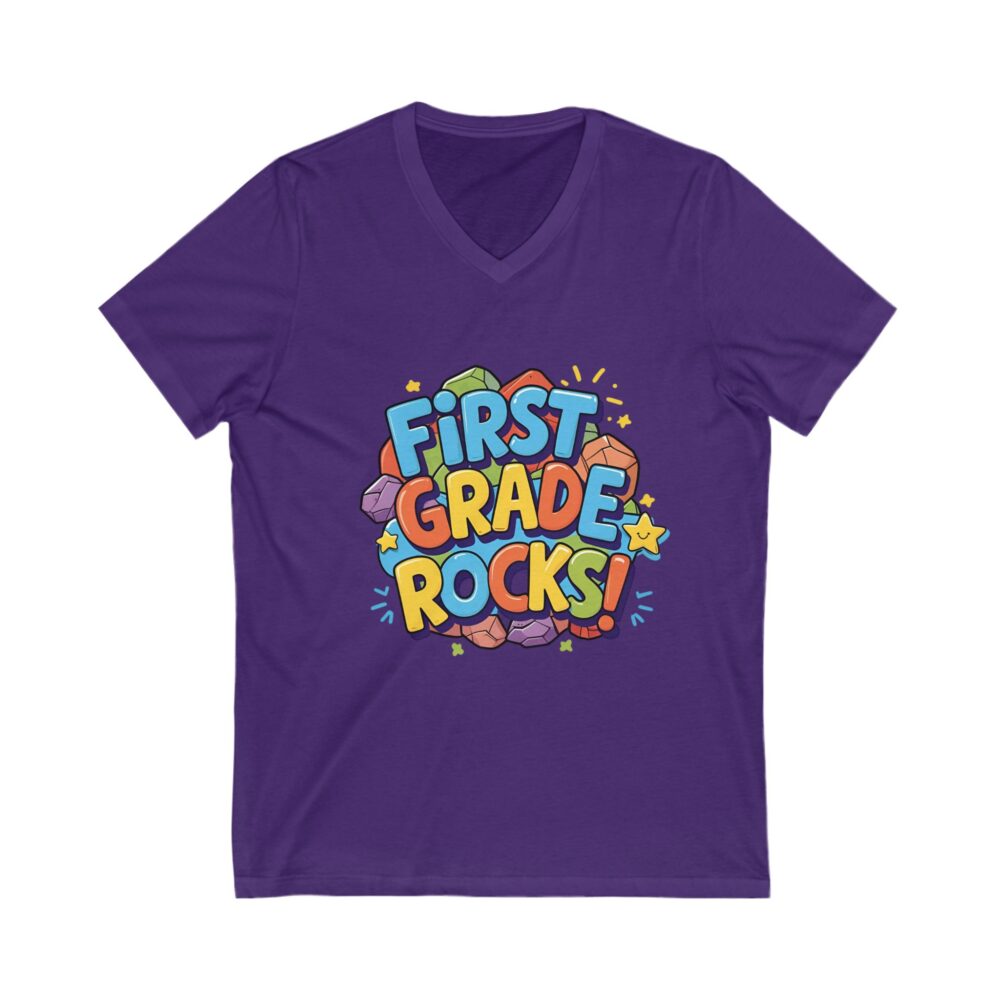 First Grade Rocks - Unisex V-Neck Tee - Image 21