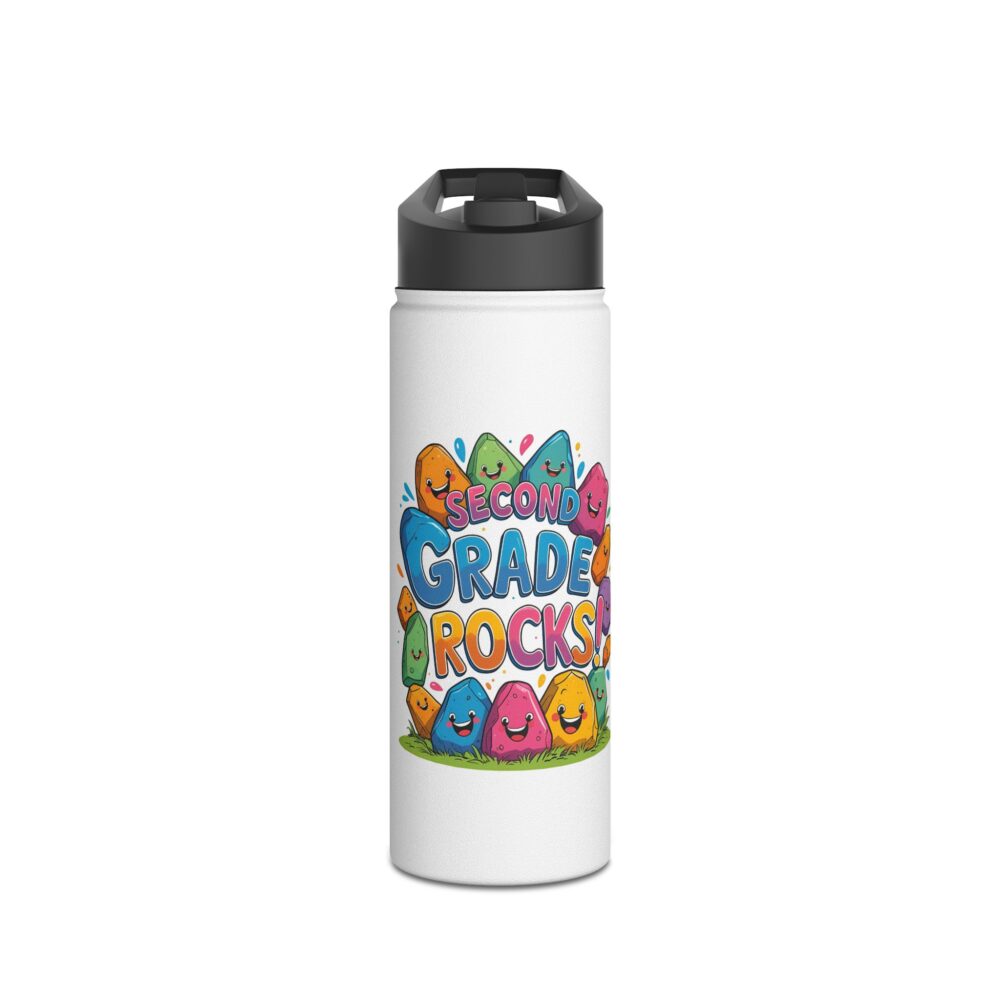 Second Grade Rocks (white) - Stainless Steel Water Bottle - Image 5