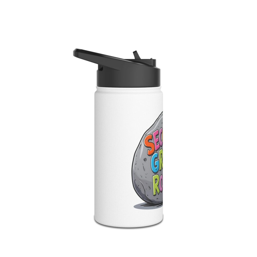 Second Grade Rocks (white) - Stainless Steel Water Bottle - Image 3