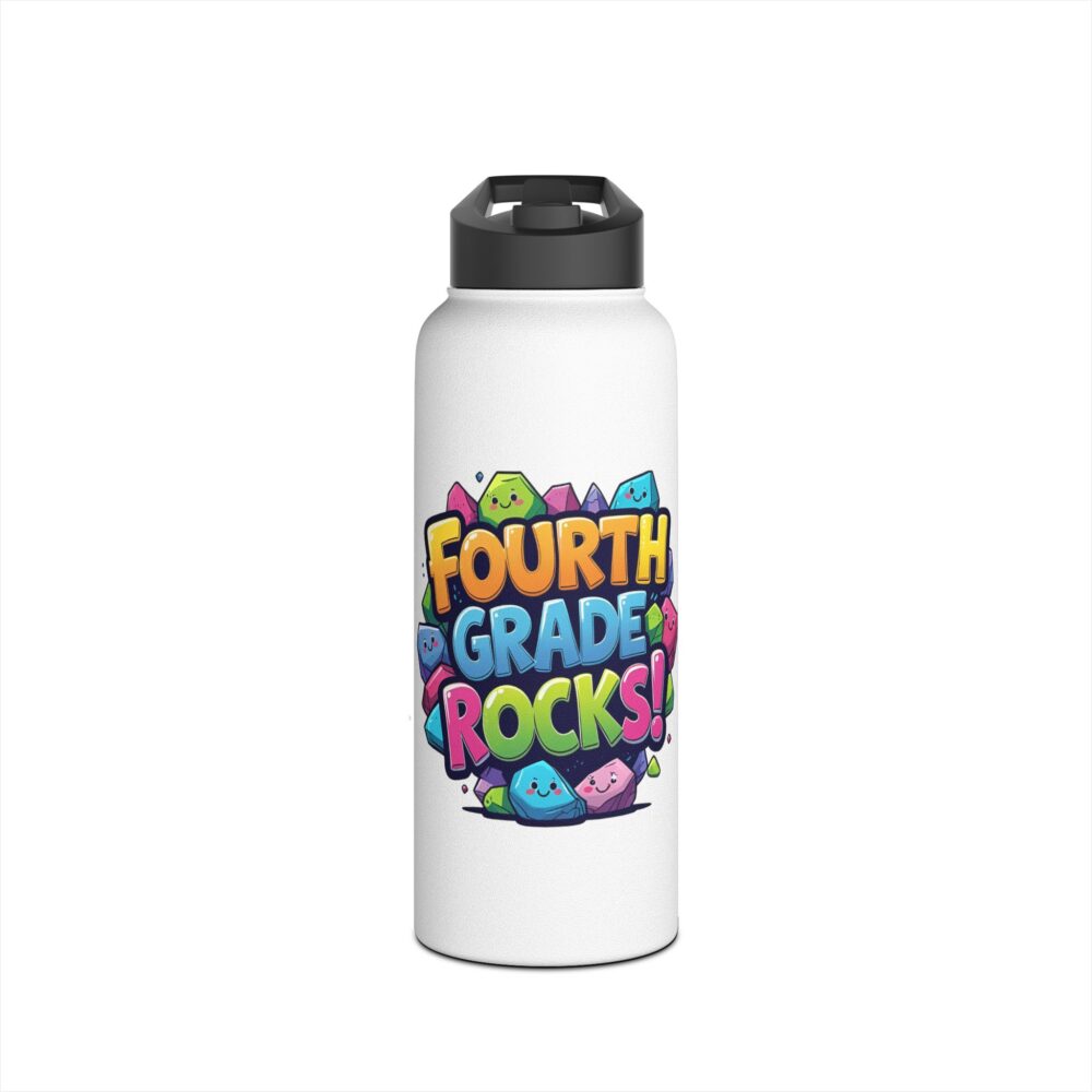 Fourth Grade Rocks (white) - Stainless Steel Water Bottle - Image 9