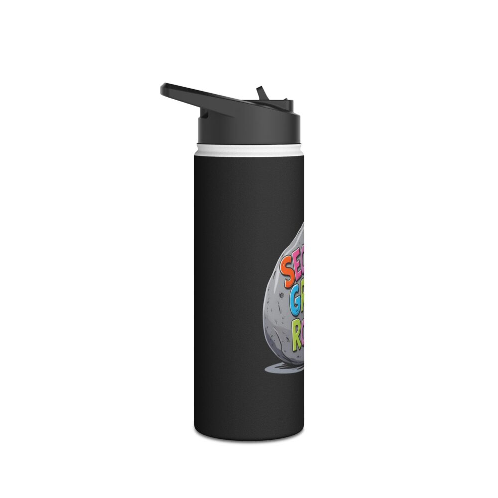 Second Grade Rocks (black) - Stainless Steel Water Bottle - Image 7