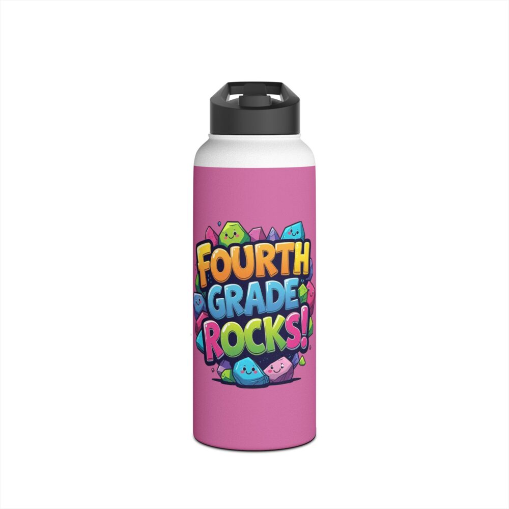 Fourth Grade Rocks (pink) - Stainless Steel Water Bottle - Image 9