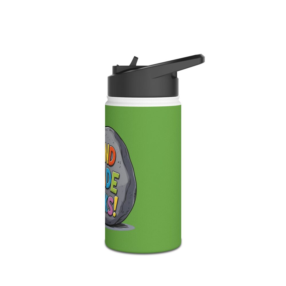 Second Grade Rocks (green) - Stainless Steel Water Bottle - Image 4