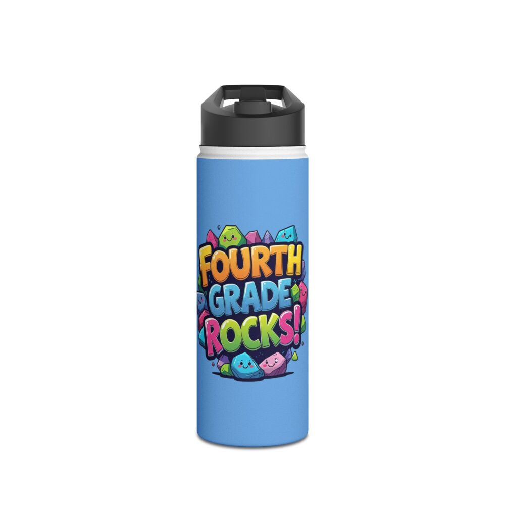Fourth Grade Rocks (blue) - Stainless Steel Water Bottle - Image 5