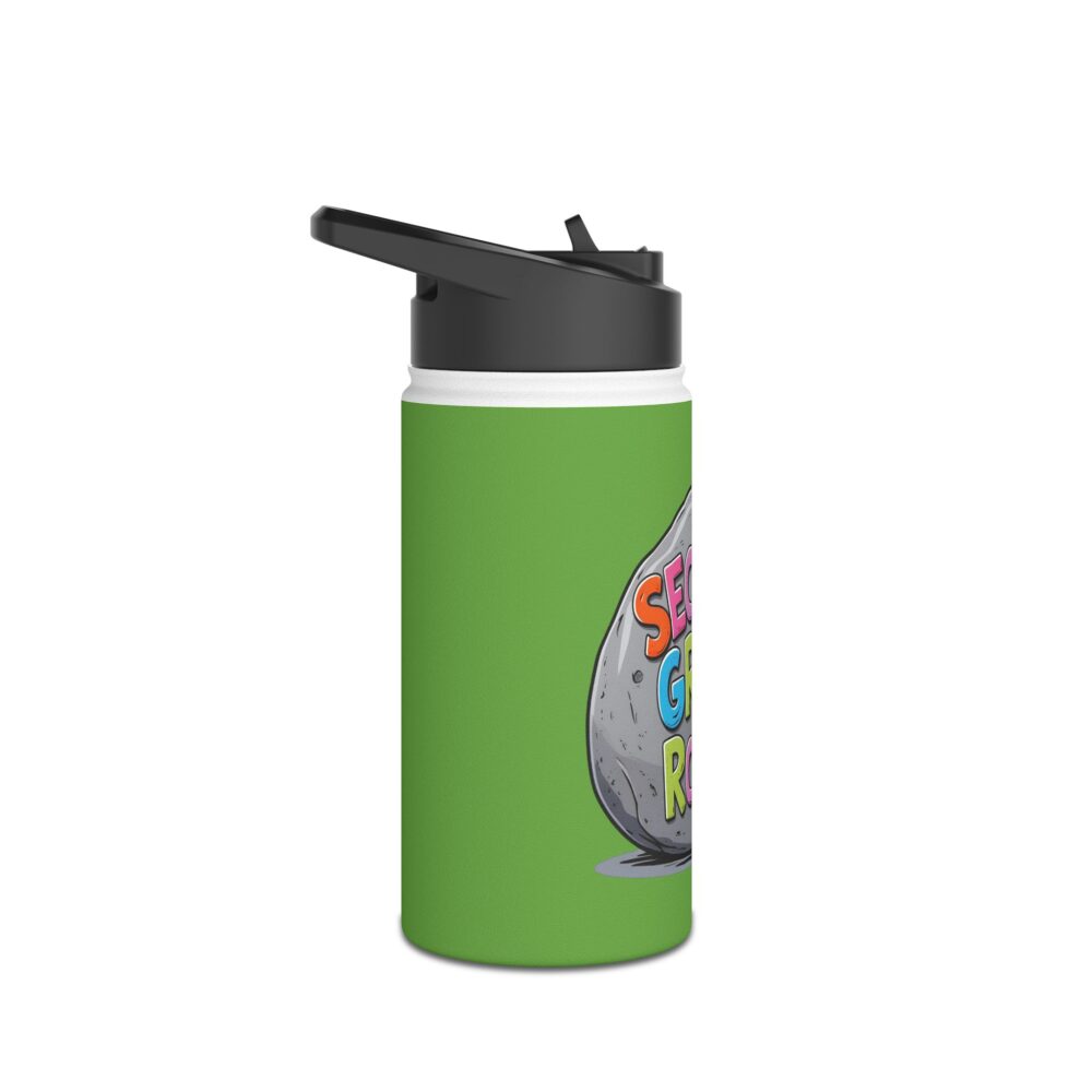 Second Grade Rocks (green) - Stainless Steel Water Bottle - Image 3