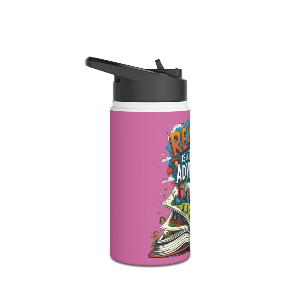 Reading is a Ticket to Adventure (pink) - Stainless Steel Water Bottle - Image 3