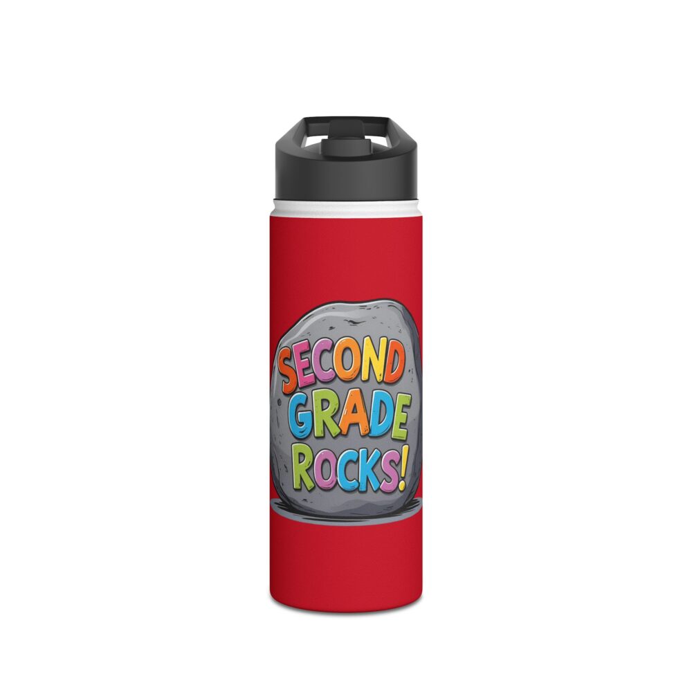 Second Grade Rocks (red) - Stainless Steel Water Bottle - Image 5