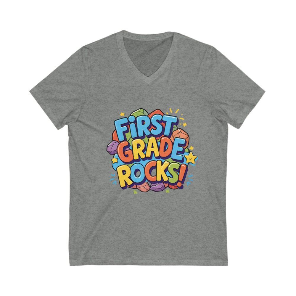 First Grade Rocks - Unisex V-Neck Tee - Image 5