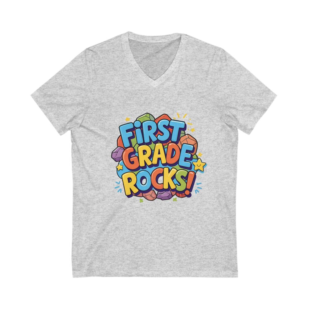 First Grade Rocks - Unisex V-Neck Tee - Image 3