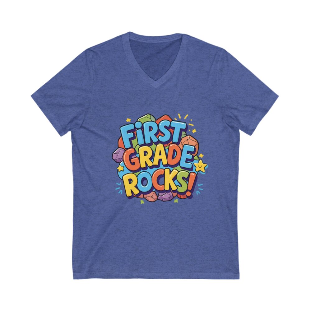 First Grade Rocks - Unisex V-Neck Tee - Image 13