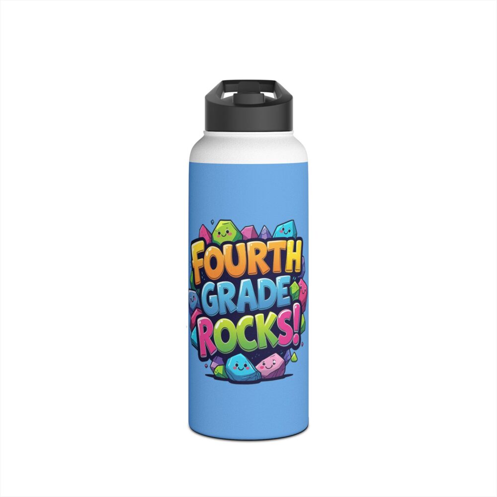 Fourth Grade Rocks (blue) - Stainless Steel Water Bottle - Image 9