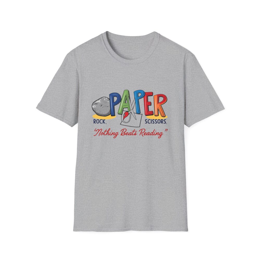 Rock, Paper, Scissors, Nothing Beats Reading - Unisex Soft Style T-Shirt - Image 9