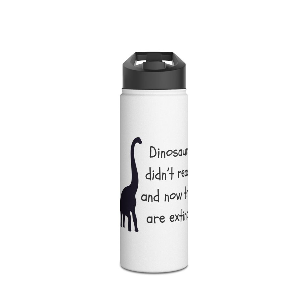 Dinosaurs Didn't Read, and Now They are ... (B&W)-Stainless Steel Water Bottle - Image 5