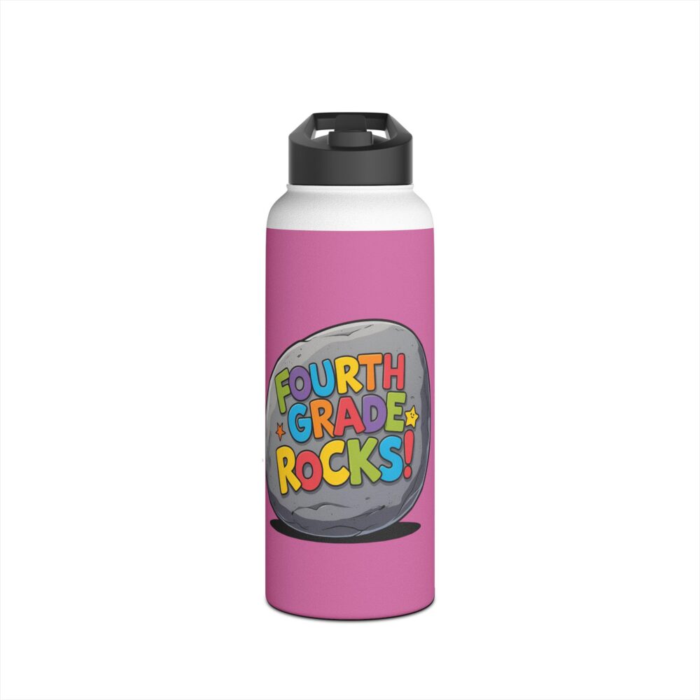 Fourth Grade Rocks (pink) - Stainless Steel Water Bottle - Image 9