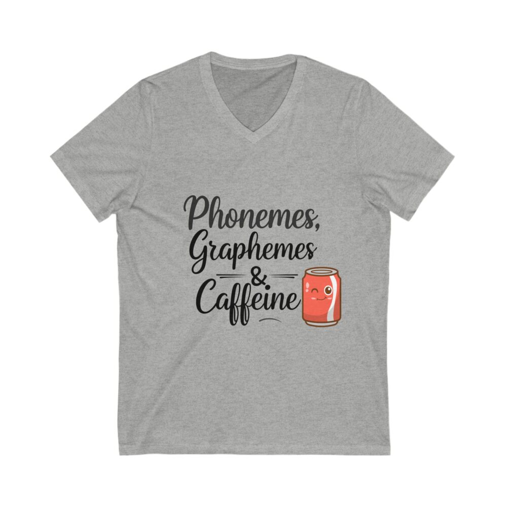 Phoneme, Grapheme, & Caffeine (Soda) - Unisex V-Neck Tee - Image 7