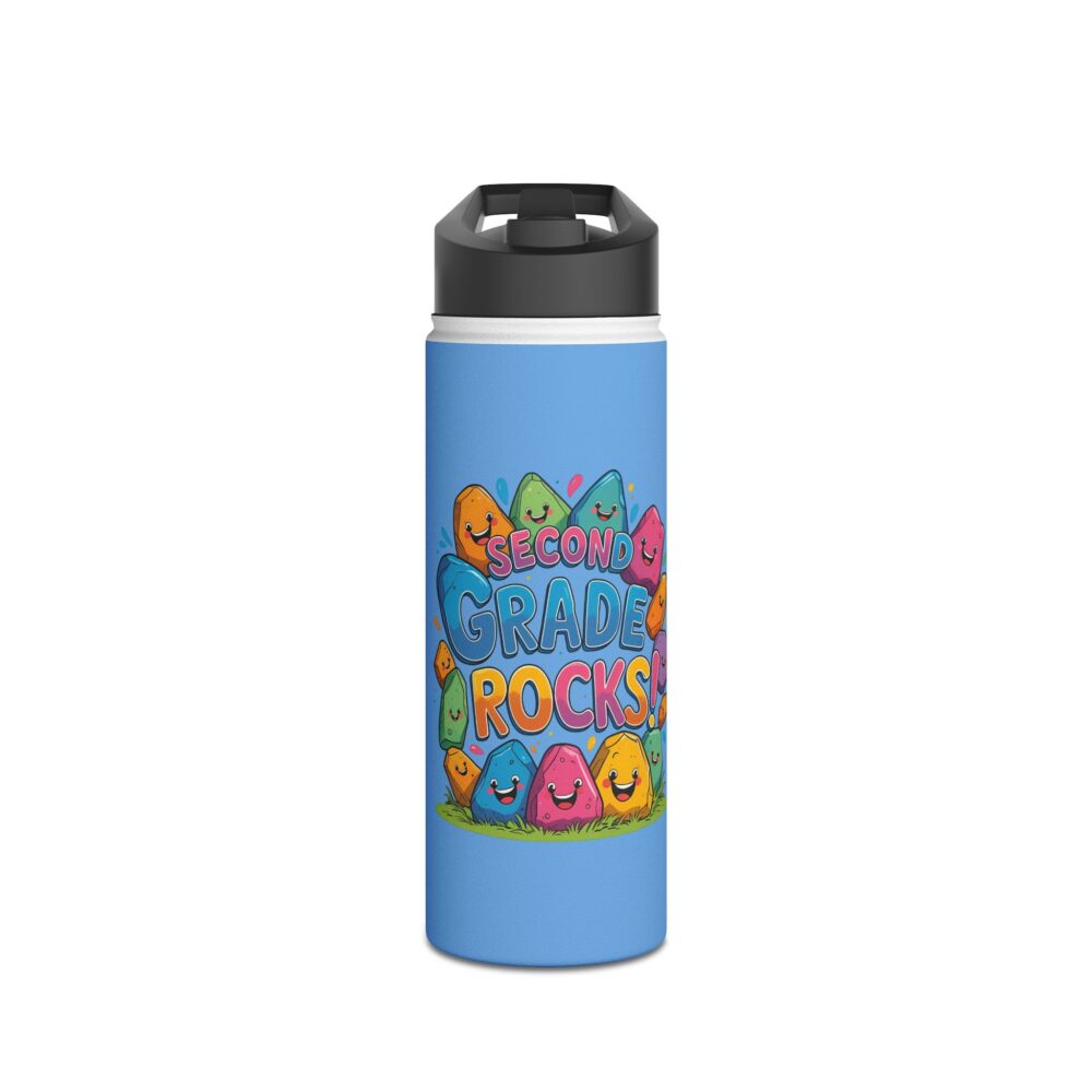 Second Grade Rocks (blue) - Stainless Steel Water Bottle - Image 5