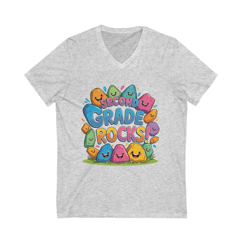 Second Grade Rocks - Unisex V-Neck Tee - Image 3