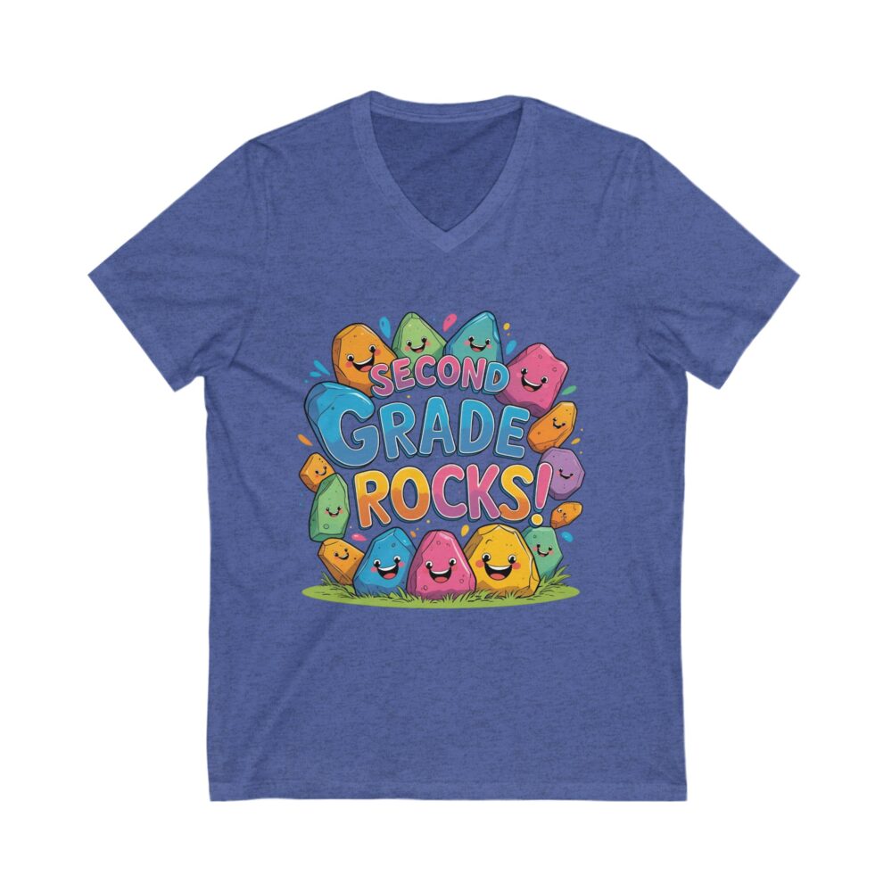 Second Grade Rocks - Unisex V-Neck Tee - Image 13