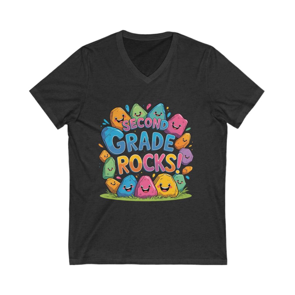 Second Grade Rocks - Unisex V-Neck Tee - Image 17