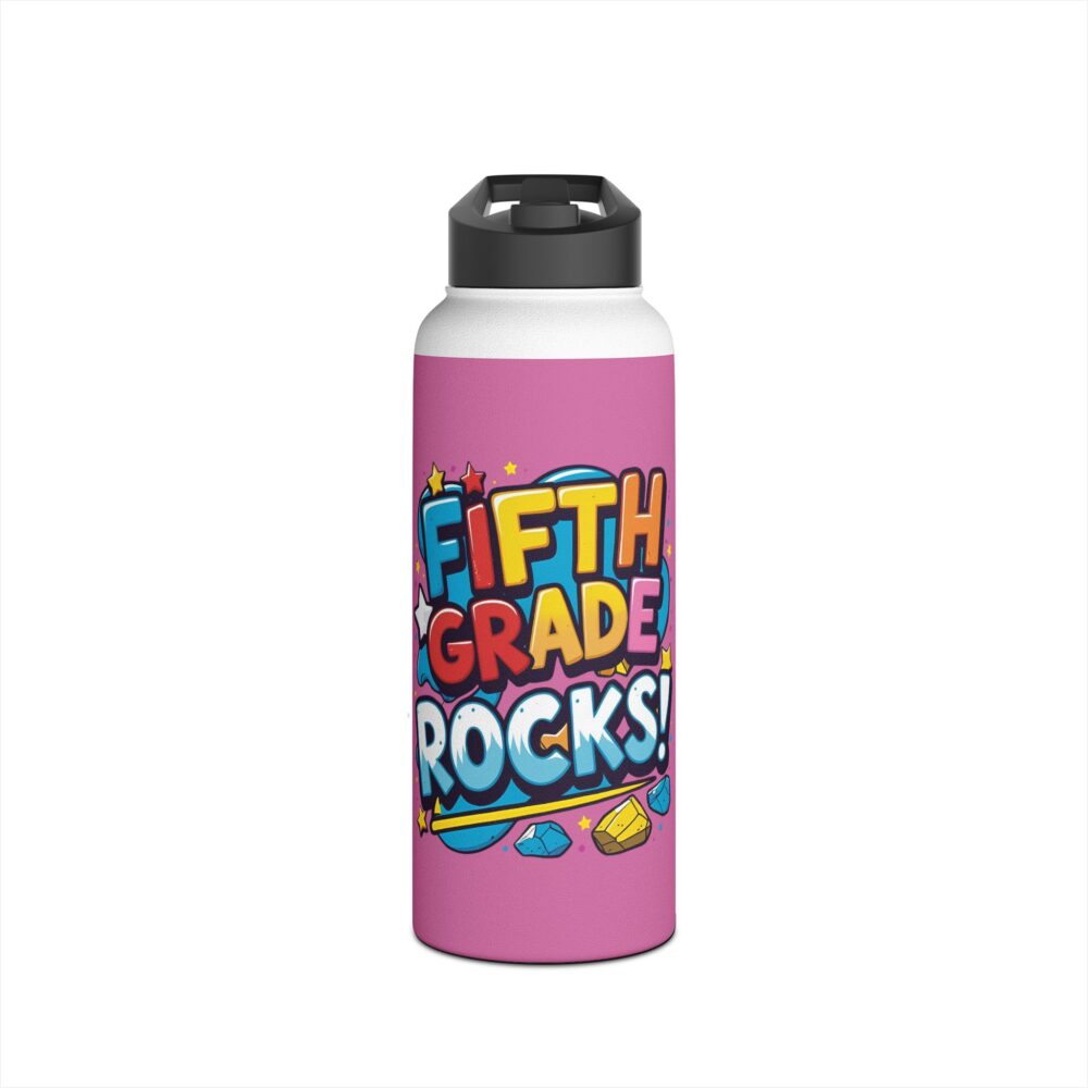 Fifth Grade Rocks (pink) - Stainless Steel Water Bottle - Image 9