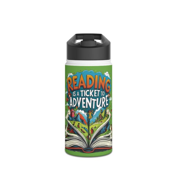 Reading is a Ticket to Adventure (green) - Stainless Steel Water Bottle