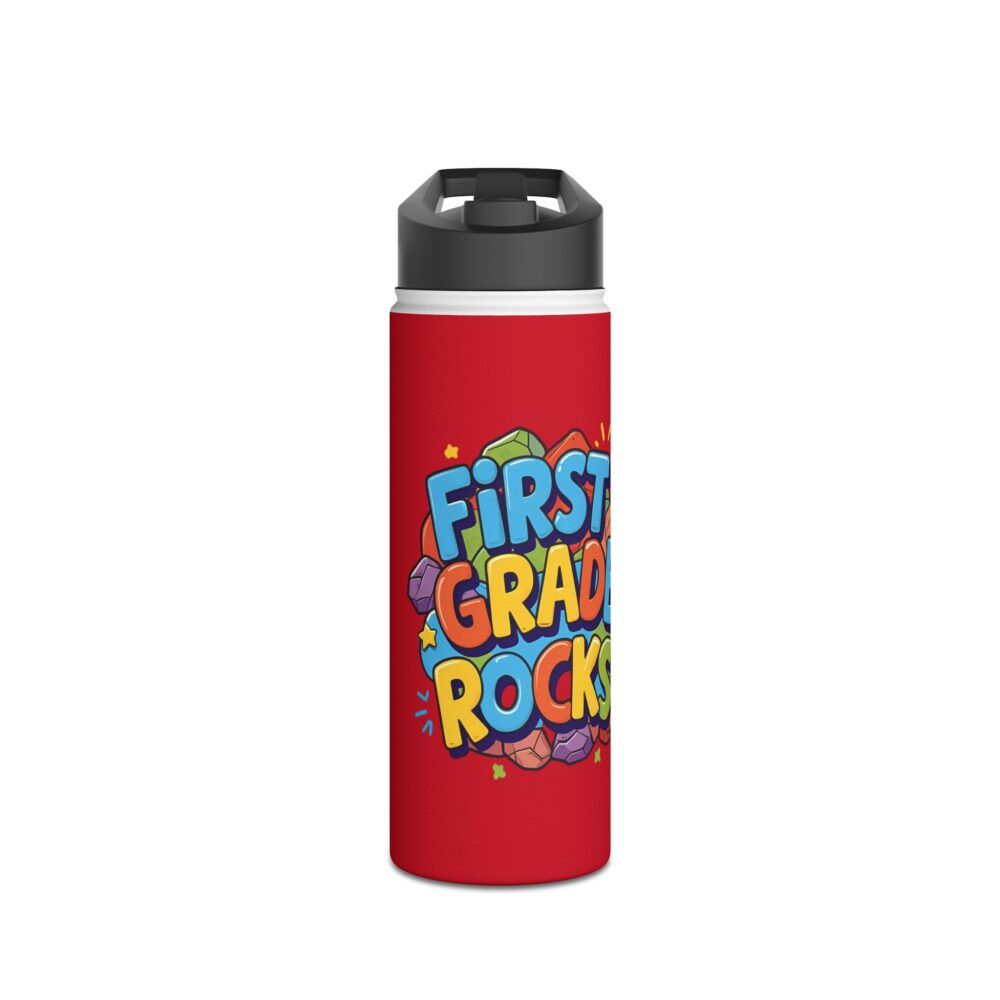First Grade Rocks (red) - Stainless Steel Water Bottle - Image 5