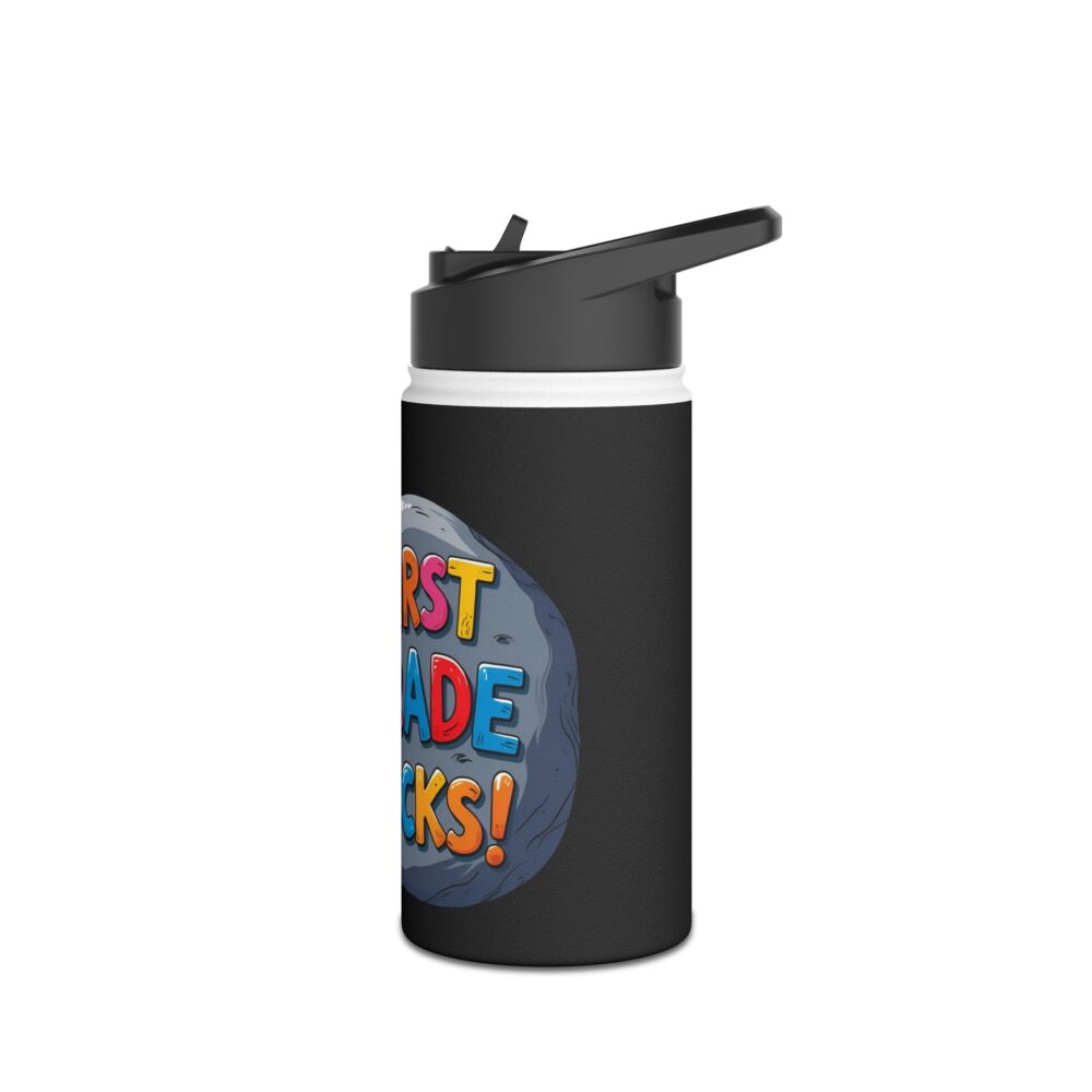First Grade Rocks (black) - Stainless Steel Water Bottle - Image 4