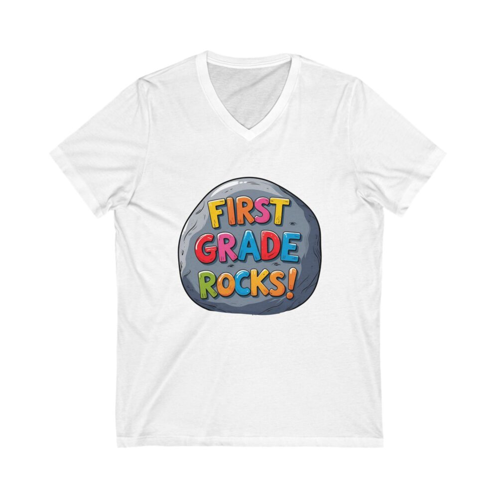 First Grade Rocks - Unisex V-Neck Tee