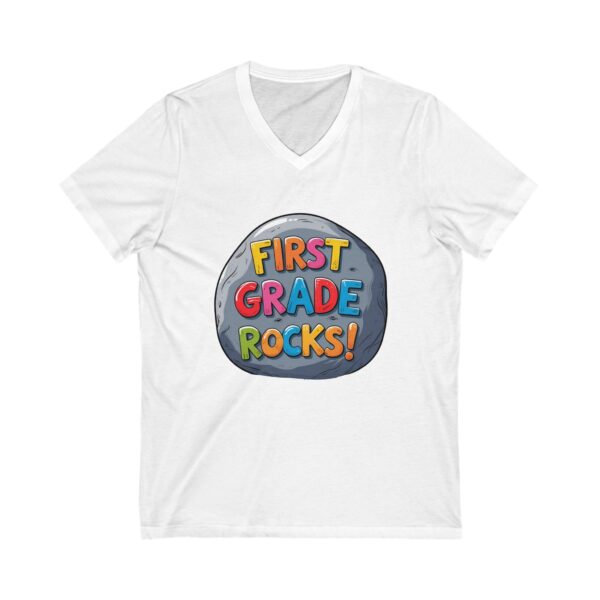 First Grade Rocks - Unisex V-Neck Tee