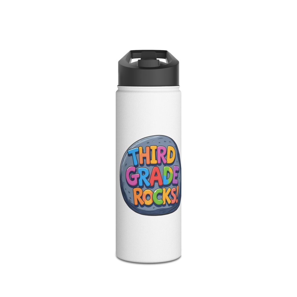 Third Grade Rocks (white) - Stainless Steel Water Bottle - Image 5