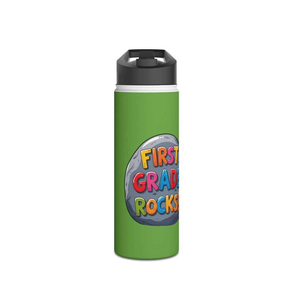 First Grade Rocks (green) - Stainless Steel Water Bottle - Image 5