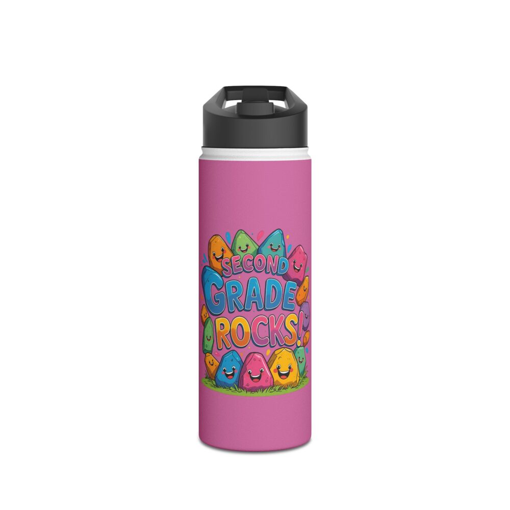 Second Grade Rocks (pink) - Stainless Steel Water Bottle - Image 5