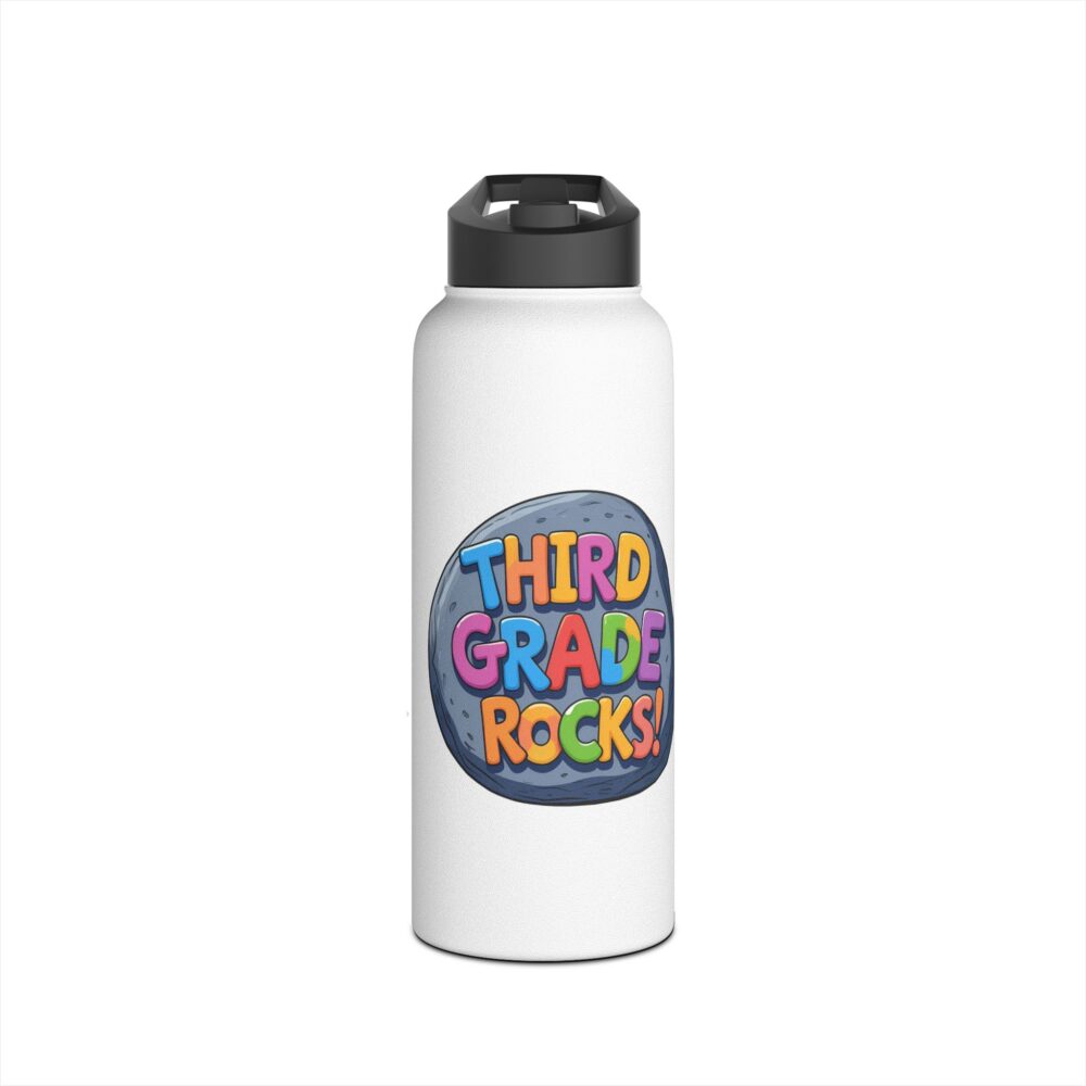 Third Grade Rocks (white) - Stainless Steel Water Bottle - Image 9