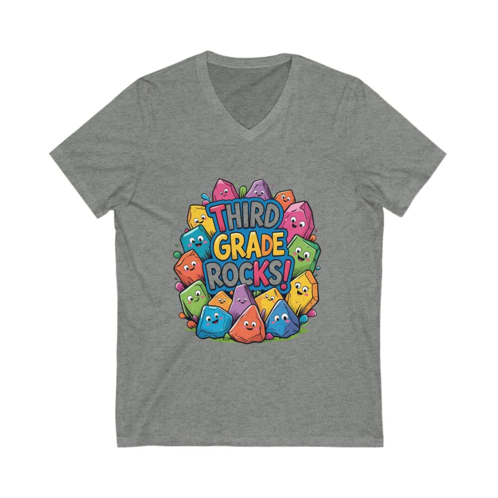 Third Grade Rocks - Unisex V-Neck Tee - Image 5