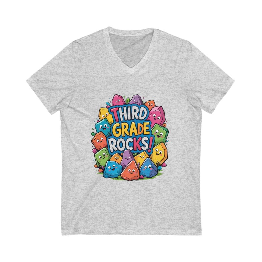 Third Grade Rocks - Unisex V-Neck Tee - Image 3