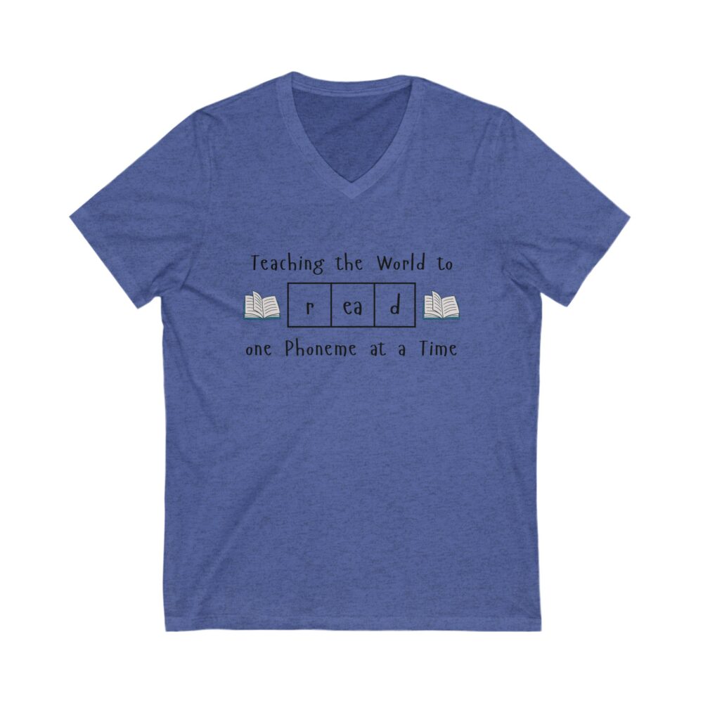 Teaching the World to "Read" One Phoneme at a Time - Unisex V-Neck Tee - Image 9