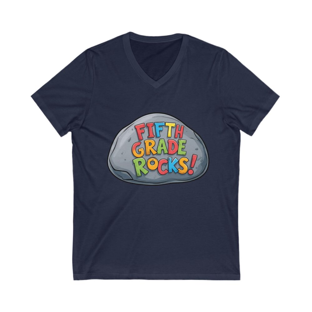 Fifth Grade Rocks - Unisex V-Neck Tee - Image 19