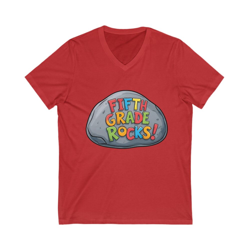 Fifth Grade Rocks - Unisex V-Neck Tee - Image 23
